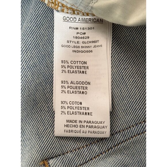 Good American Good Legs Skinny Jeans Mid-Rise Distressed Blue Womens Size 18 NEW - Picture 9 of 10